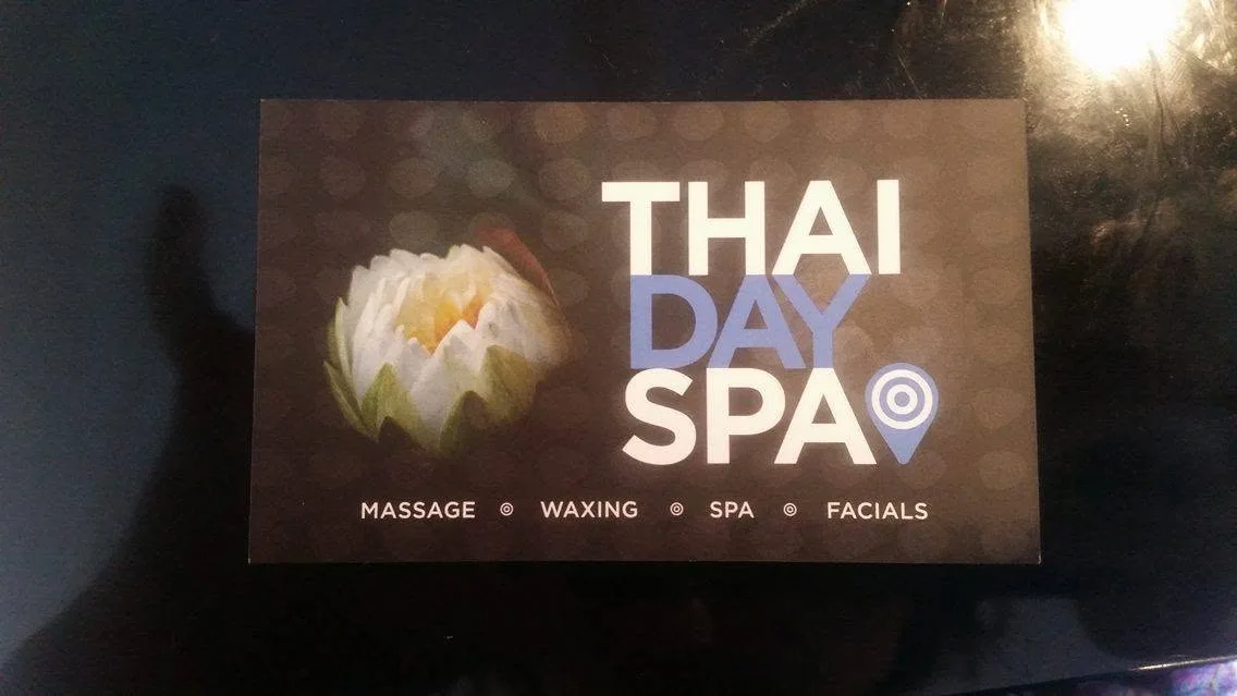 Thai Day Spa business card — Massage · Waxing · Spa · Facials